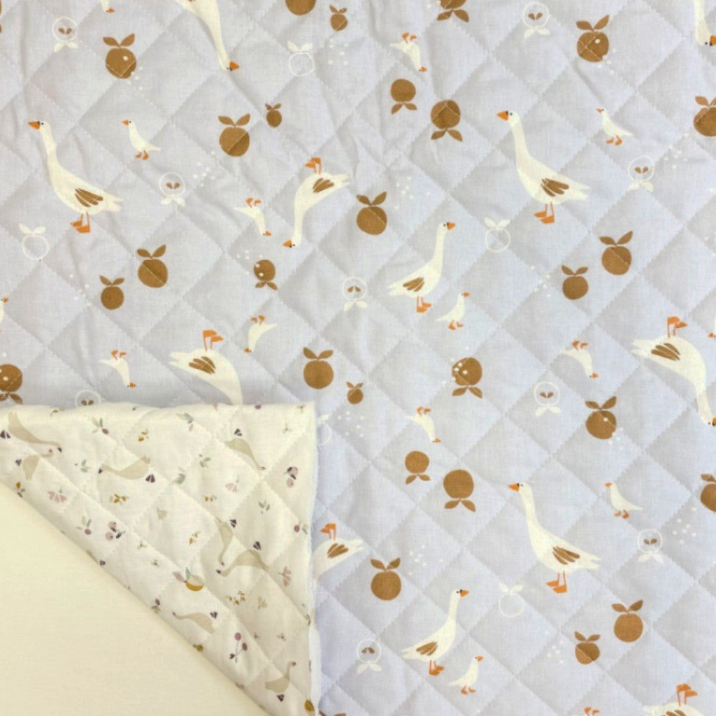Tissu Coton Matelassé Réversible | Jacapi Parme Blanc | Carreaux