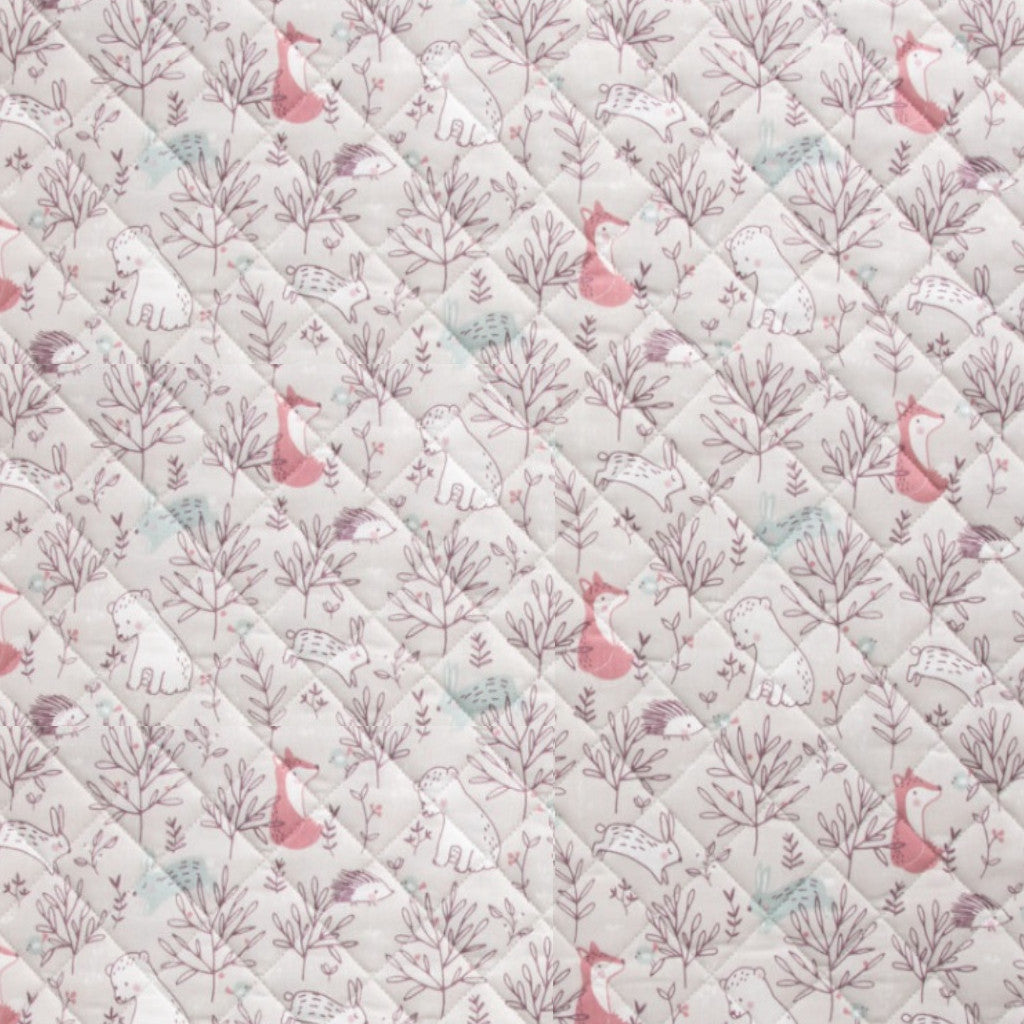 Tissu Coton Matelassé Réversible | Silva Hople Grège | Carreaux