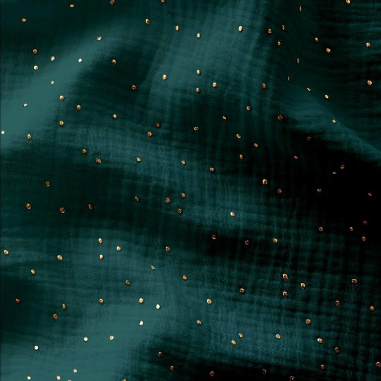 Double Gaze De Coton Pimiz a Pois | Couleur Salicorne