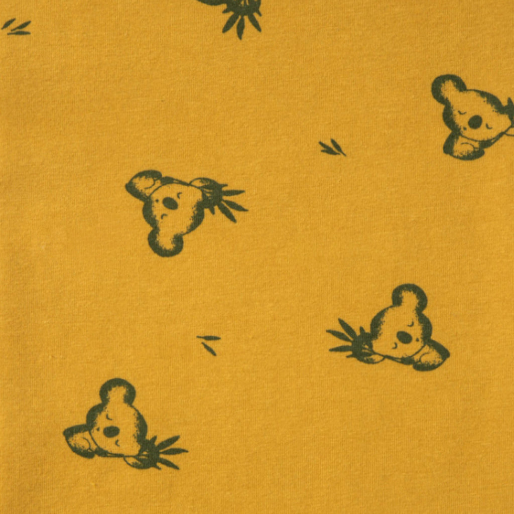 Coton Jersey Panda Moutarde et Charbon | 1m x 1m50