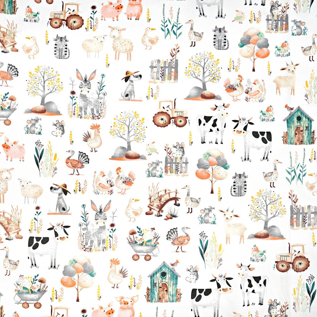 Animaux de la Ferme Fond Blanc | 1m x 1m55