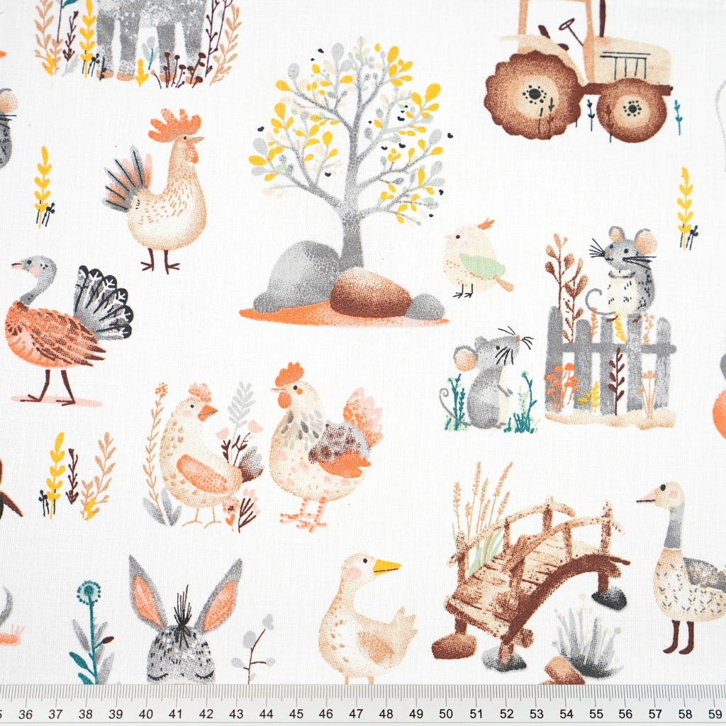 Animaux de la Ferme Fond Blanc | 1m x 1m55