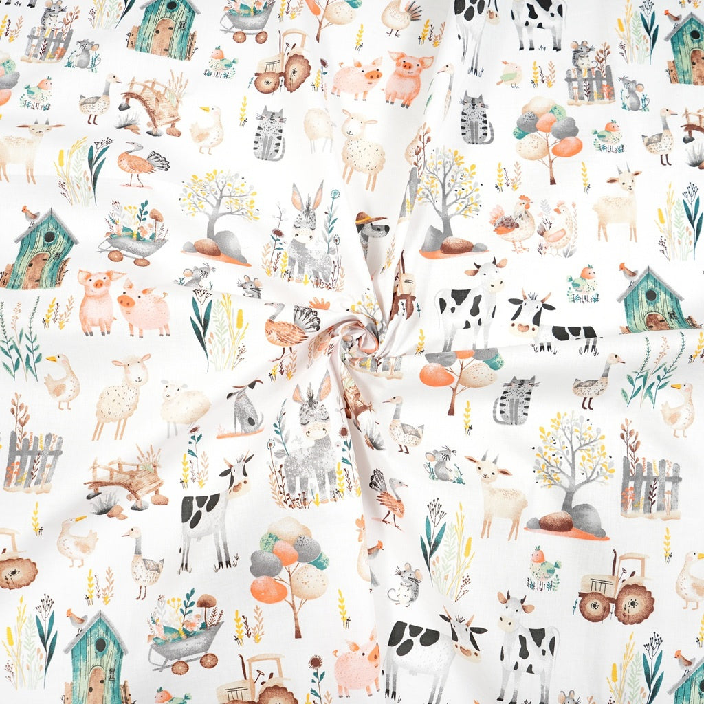 Animaux de la Ferme Fond Blanc | 1m x 1m55
