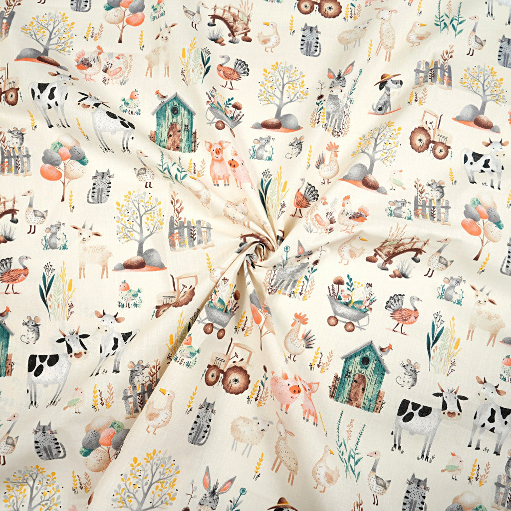 Animaux de la Ferme Fond Blanc | 1m x 1m55