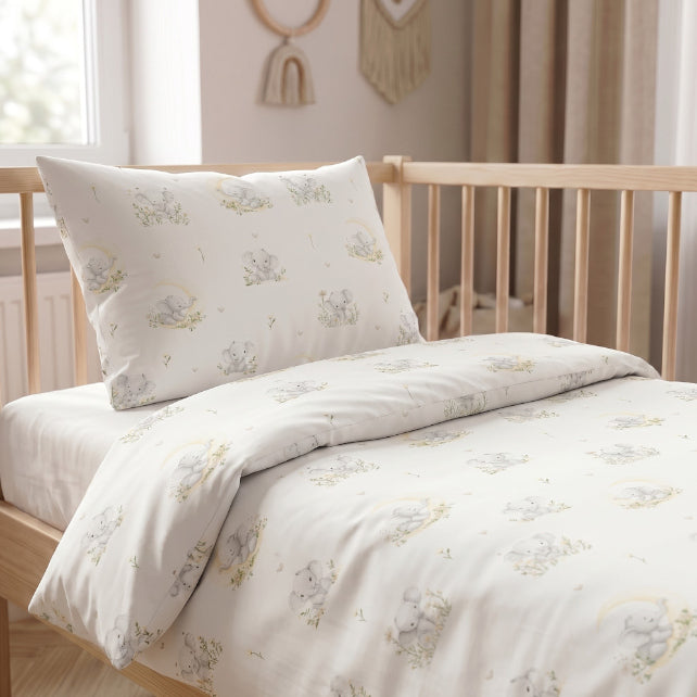 Tissu Coton Eléphant Lune Fond Blanc | Laize 1m60