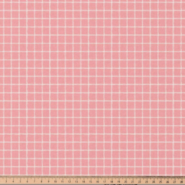 Tissu Coton Carrés Jules Blanc Rose Fané | Laize 1m50