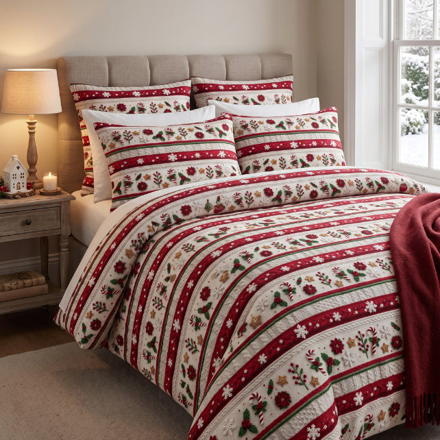 Tissu Coton Motif Pull de Noël Fond Blanc | Laize 1m55