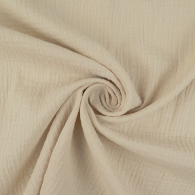Tissu Double Gaze De Coton Uni - Couleur Lin (beige)