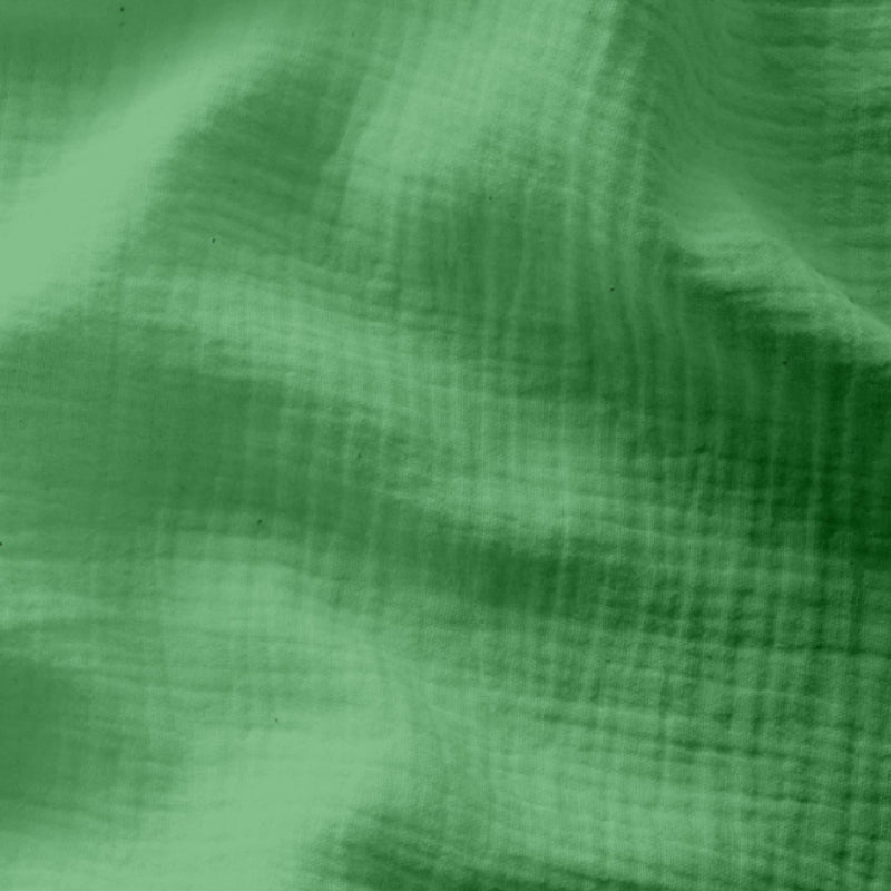 Double Gaze De Coton Uni - Vert Basilic