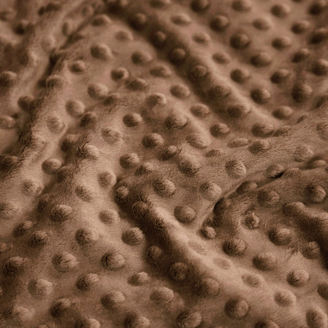 Tissu Minky A Pois Premium 380g/m² - Brun Noix de Coco Brûlée
