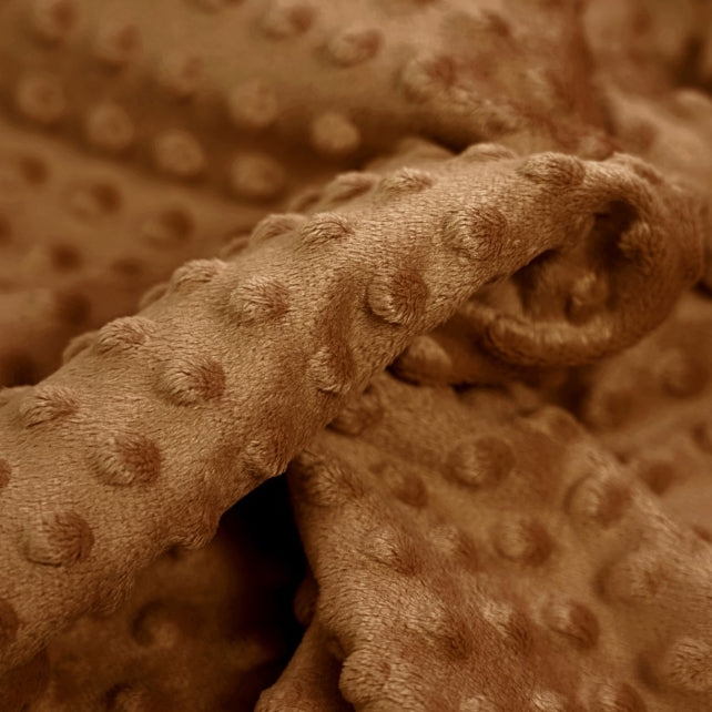 Tissu Minky A Pois Premium 380g/m² - Sucre Brun