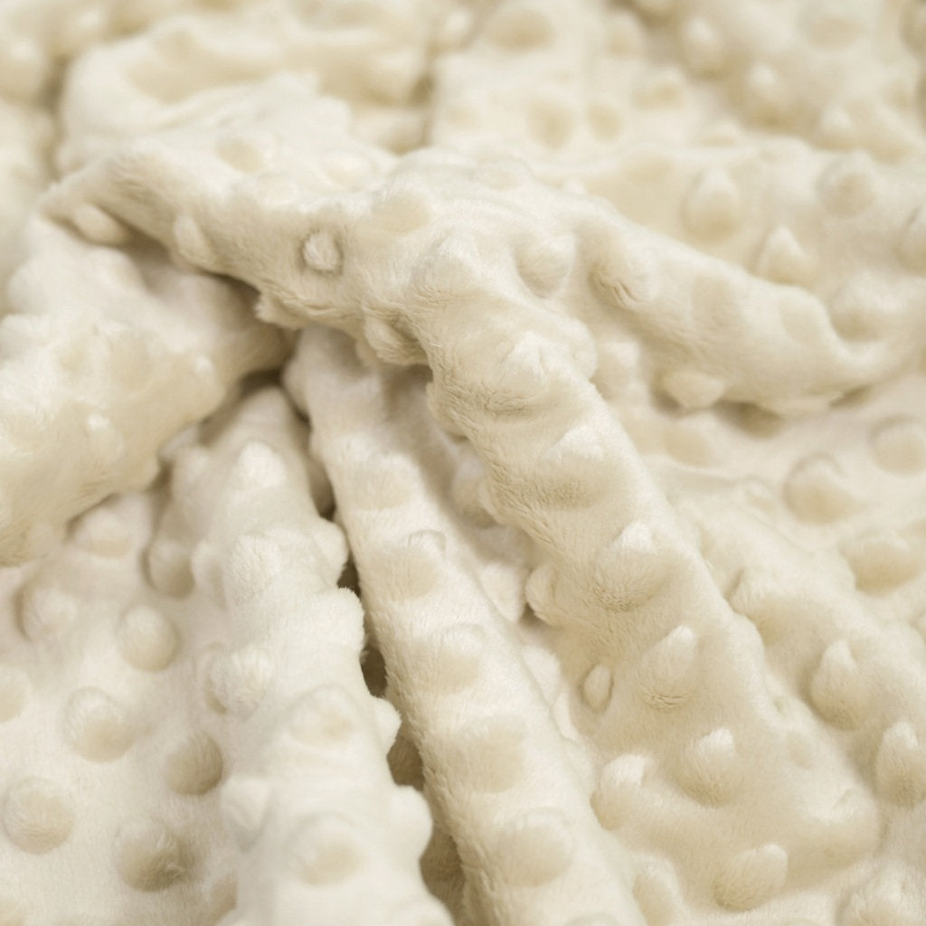 Tissu Minky A Pois Premium 380g/m² - Beige Perle Crème