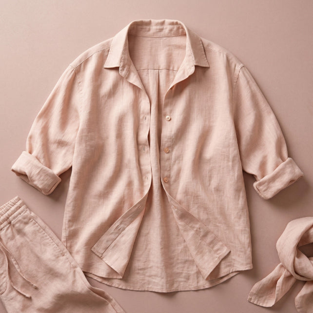 Tissu 100% Lin Lavé | Rose Pétale Stonewashed | 190gr/m² Laize 1m45