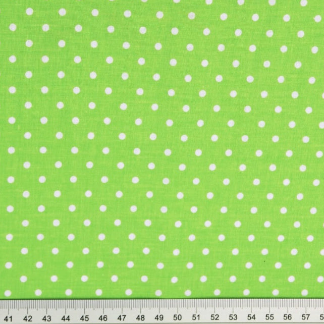 Tissu Coton Petits Pois 4mm Blancs Fond Vert Jasmin | Laize 1m60