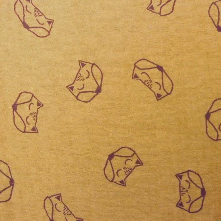 Double Gaze De Coton Imprimé - Khoya Renard Camel