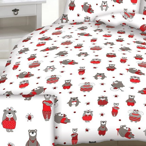 PopCoton | Ours Rouges Fond Blanc