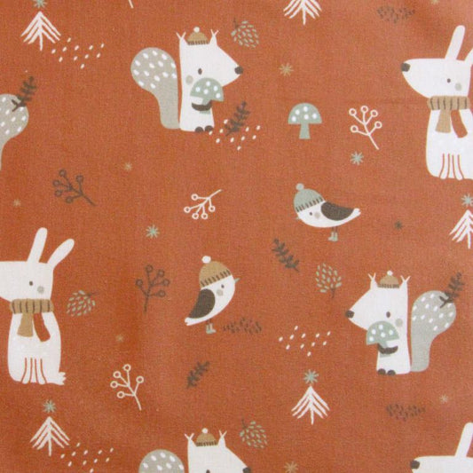 Ecureuil Woody Fond Rouille | 1m x 1m50