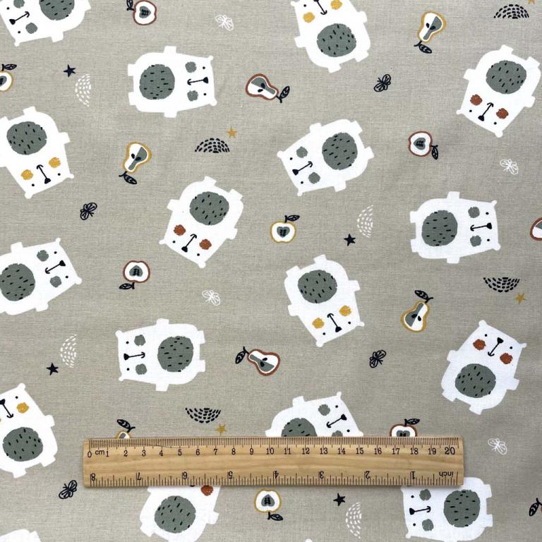 Ourson Gugeo Fond Gris Souris | 1m x 1m50