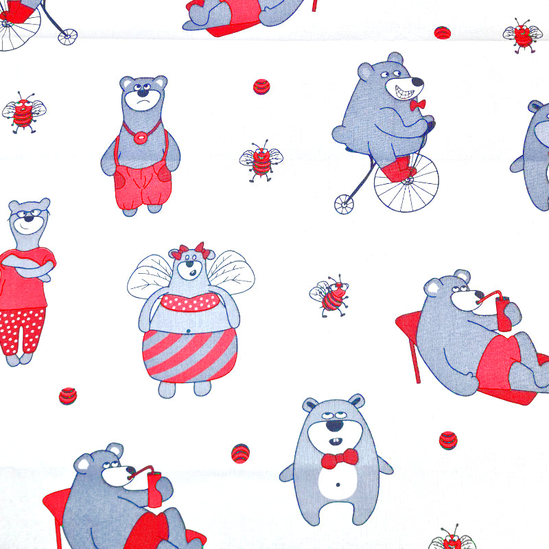 Ours Rouges Fond Blanc | 1m x 1m60