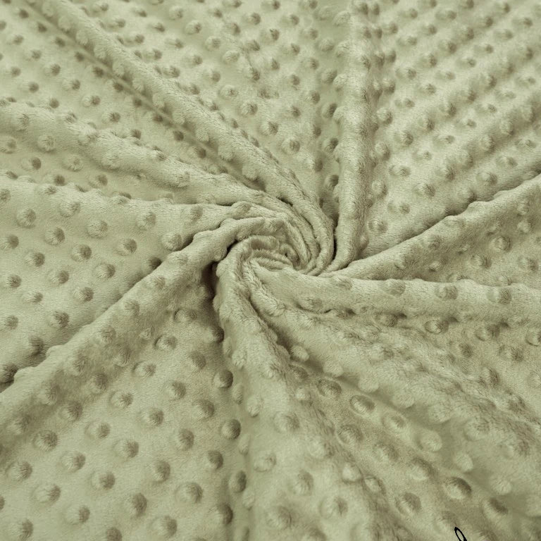 Coton Minky A Pois Premium - Beige Olive Tidal Foam
