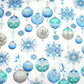 Coton Boules de Noël Bleues Fond Blanc | 1m x 1m60