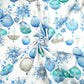 Coton Boules de Noël Bleues Fond Blanc | 1m x 1m60