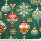 Coton Boules de Noël Multicolores Fond Vert | 1m x 1m60