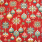 Coton Boules de Noël Multicolores Fond Rouge | 1m x 1m60