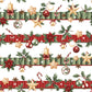 Coton Banderoles De Noël Sur Fond Blanc | Laize 1m55