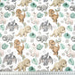 Coton Dinosaures Baby Brun Gris Feuilles | Laize 1m60