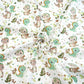 Coton Dinosaures Prairie Brun Vert Fond Blanc | Laize 1m60