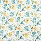 Coton Dinosaures Prairie Menthe Jaune Fond Blanc | Laize 1m60