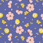 Tissu Coton Fleurs Jela Bleu | Laize 1m50