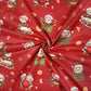 Coton Noël Gnomes Sur Fond Rouge | Laize 1m60