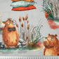 Tissu Coton Grands Capybara Fond Gris | Laize 1m55