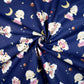 Tissu Coton Mouton Fille Fond Bleu Navy | Laize 1m55