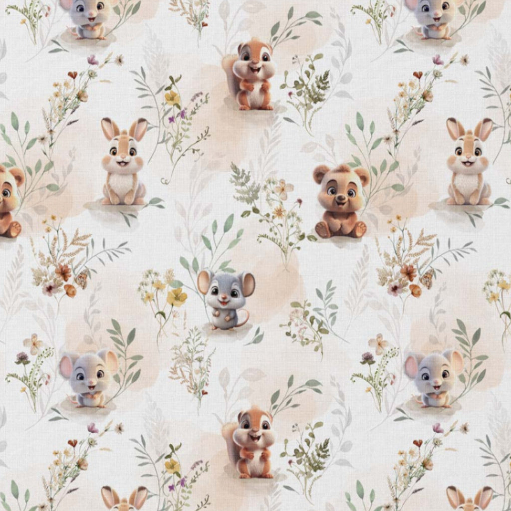 Tissu Coton Animaux Zamour Numérique Fond Blanc | Laize 1m50