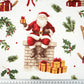 Coton Père Noël Avec Cadeaux Fond Blanc | Laize 1m60