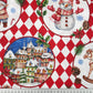 Coton Portraits De Noël Sur Losanges Blanc et Rouges | Laize 1m55