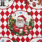 Coton Portraits De Noël Sur Losanges Blanc et Rouges | Laize 1m55
