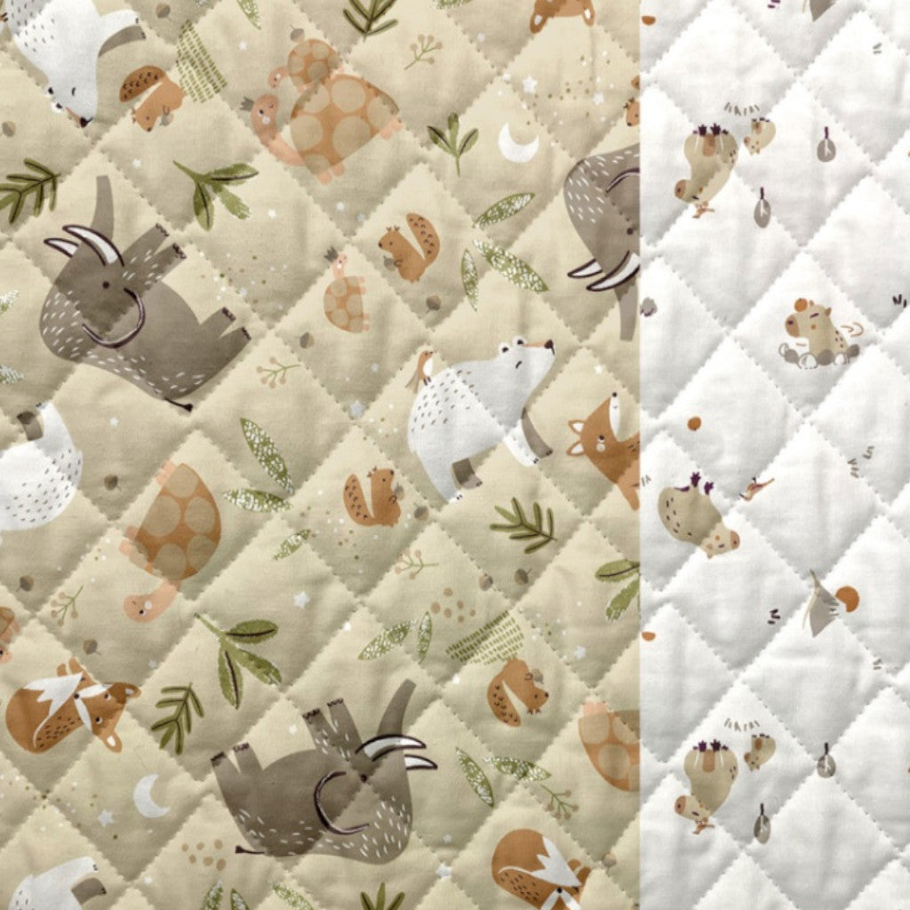 Tissu Coton Matelassé Réversible | Cromignon Lin Amande | Carreaux