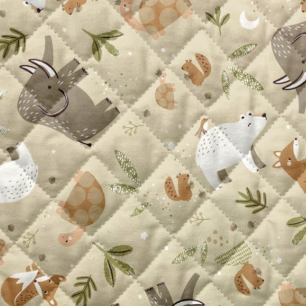 Tissu Coton Matelassé Réversible | Cromignon Lin Amande | Carreaux