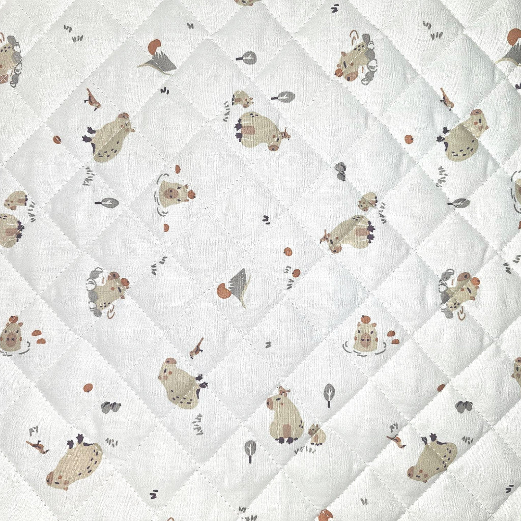 Tissu Coton Matelassé Réversible | Cromignon Lin Amande | Carreaux