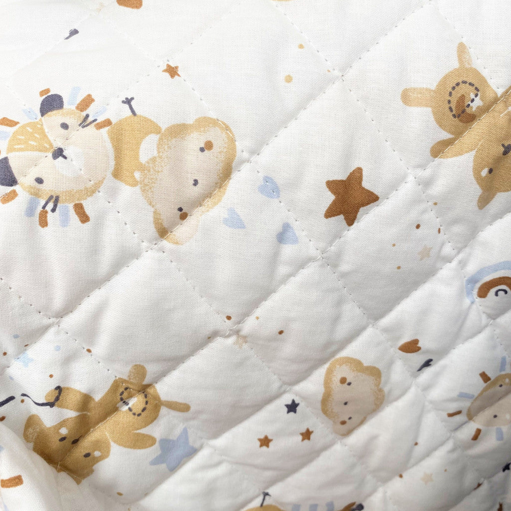 Tissu Coton Matelassé Réversible | Blini Bloubi Baltique | Carreaux