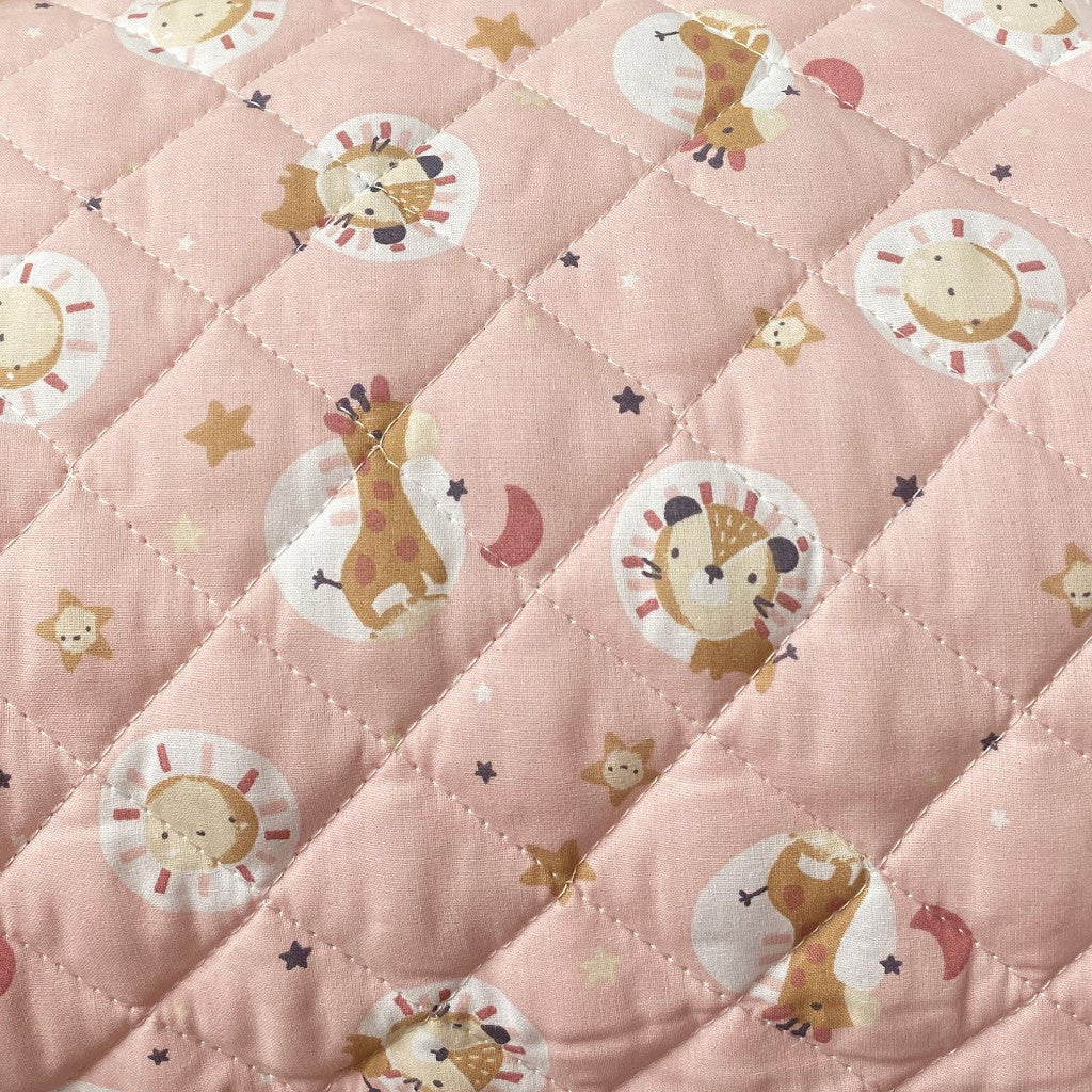 Tissu Coton Matelassé Réversible | Blini Bloubi Rose Poudre | Carreaux