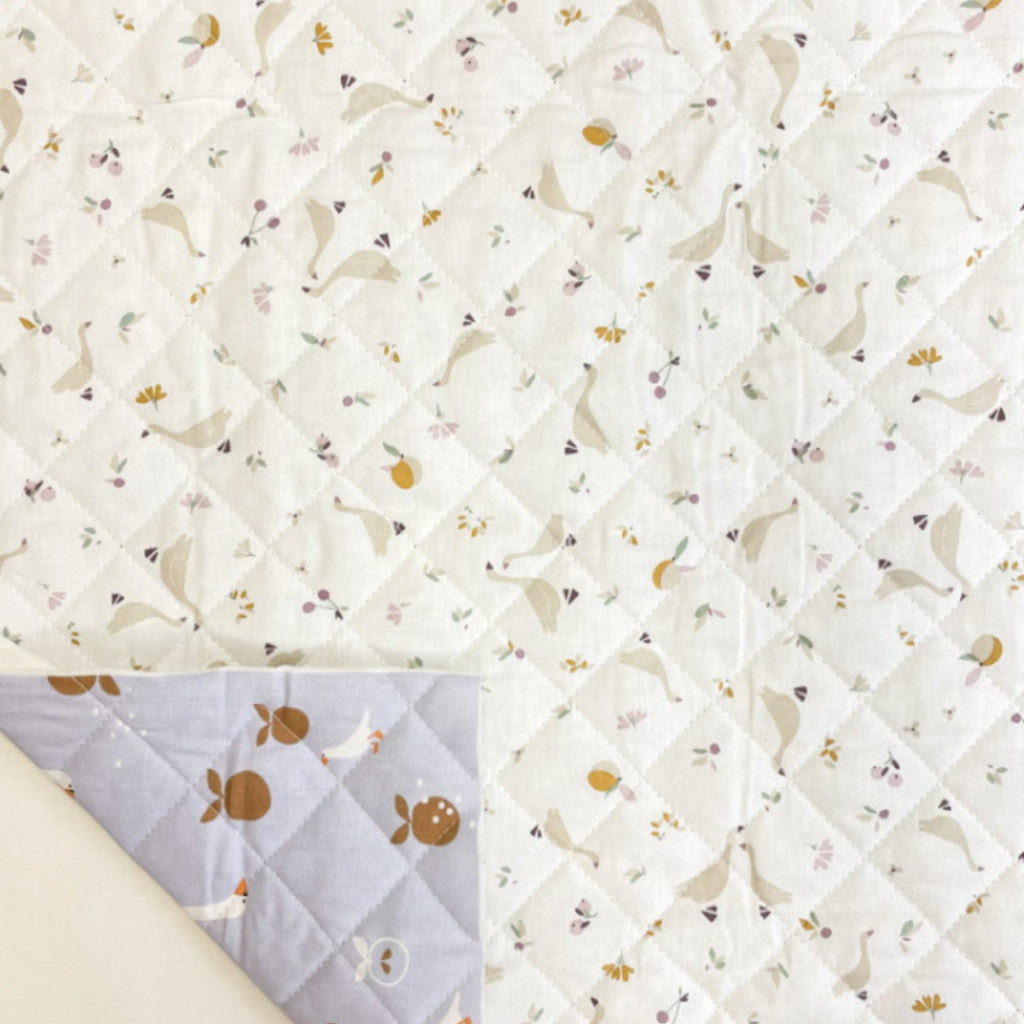 Tissu Coton Matelassé Réversible | Jacapi Parme Blanc | Carreaux