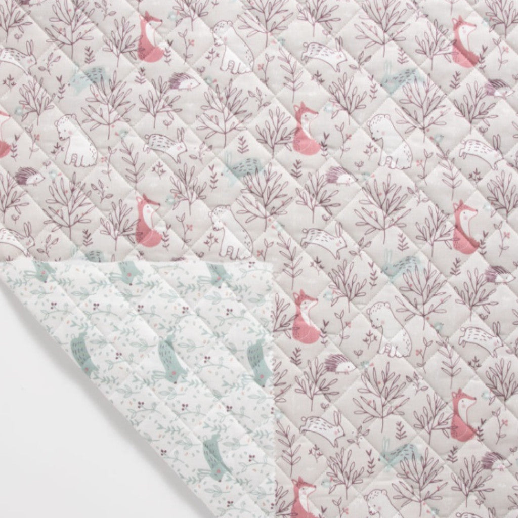 Tissu Coton Matelassé Réversible | Silva Hople Grège | Carreaux