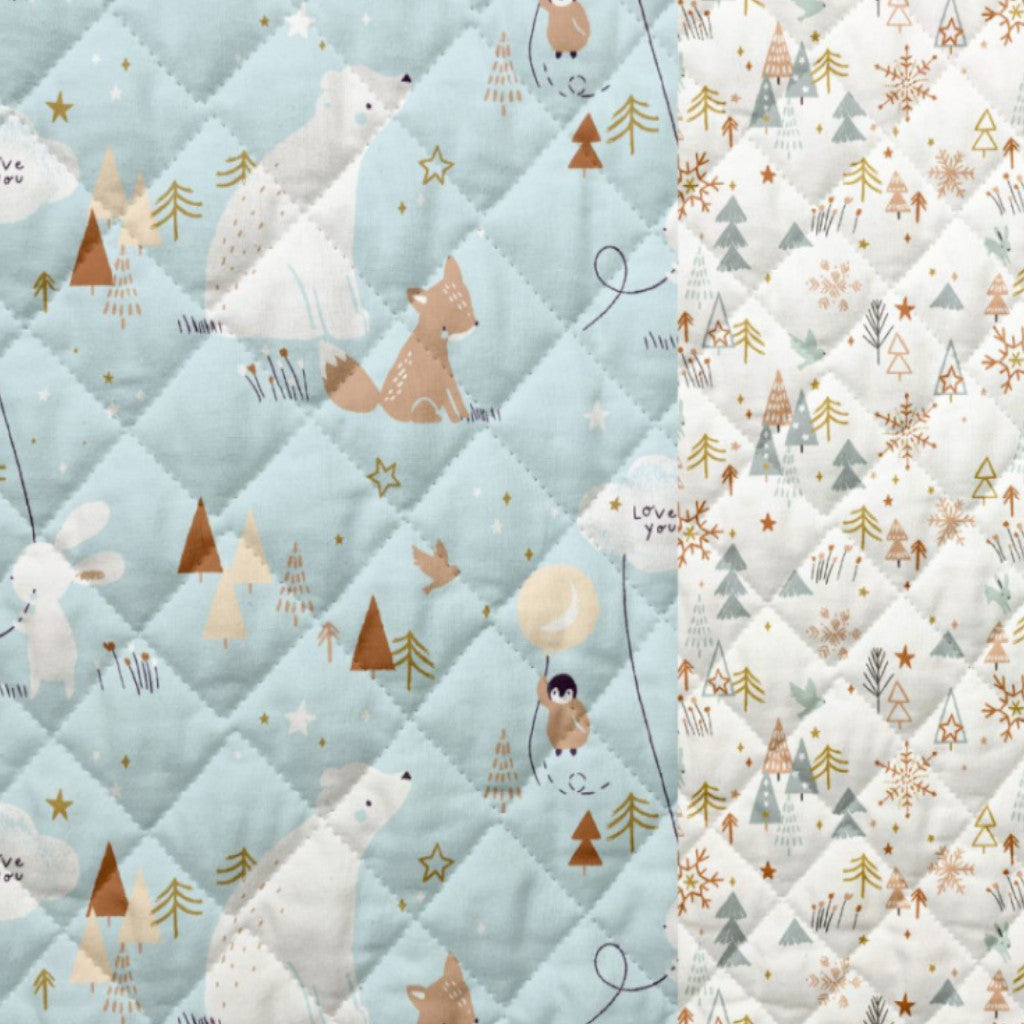 Tissu Coton Matelassé Réversible | Zamzam Enide Vert | Carreaux