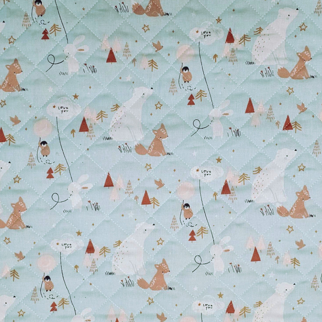 Tissu Coton Matelassé Réversible | Zamzam Enide Vert | Carreaux