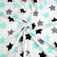 Tissu Coton Etoiles Gris Turquoise Fond Blanc | Laize 1m50
